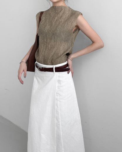 Straight Grain Raw Hem Textured Top