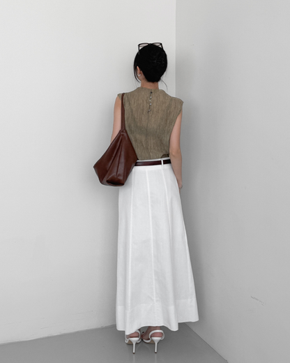 Straight Grain Raw Hem Textured Top