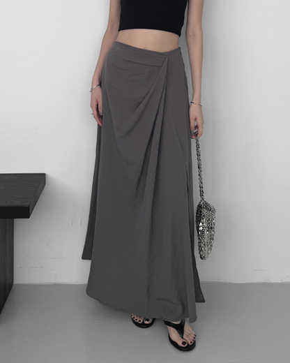 Twist Half Waistband Slit Skirt