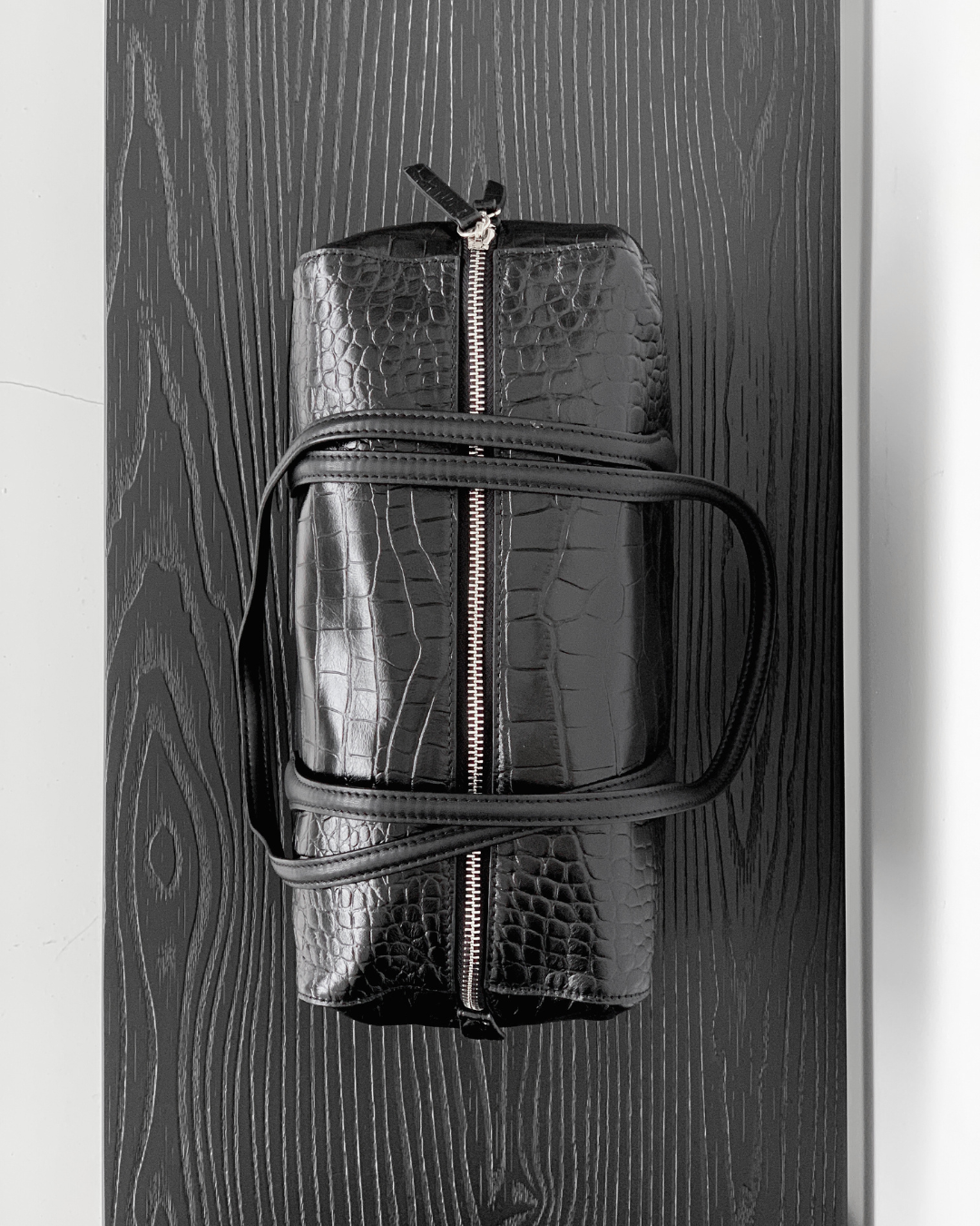 Croc-effect Cowhide Shoulder Bag