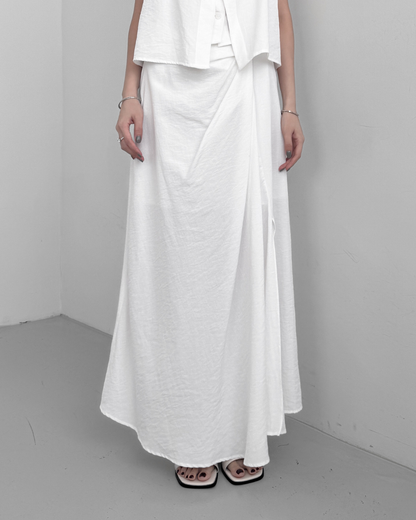 Twist Half Waistband Slit Skirt