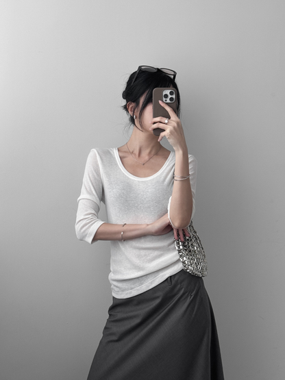 3/4 Sleeve Sheer Top