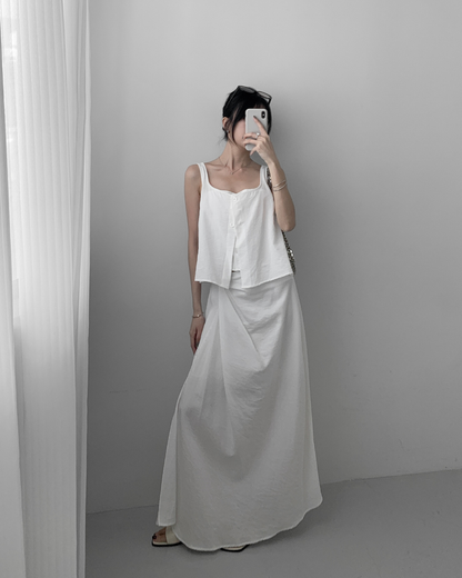 Twist Half Waistband Slit Skirt