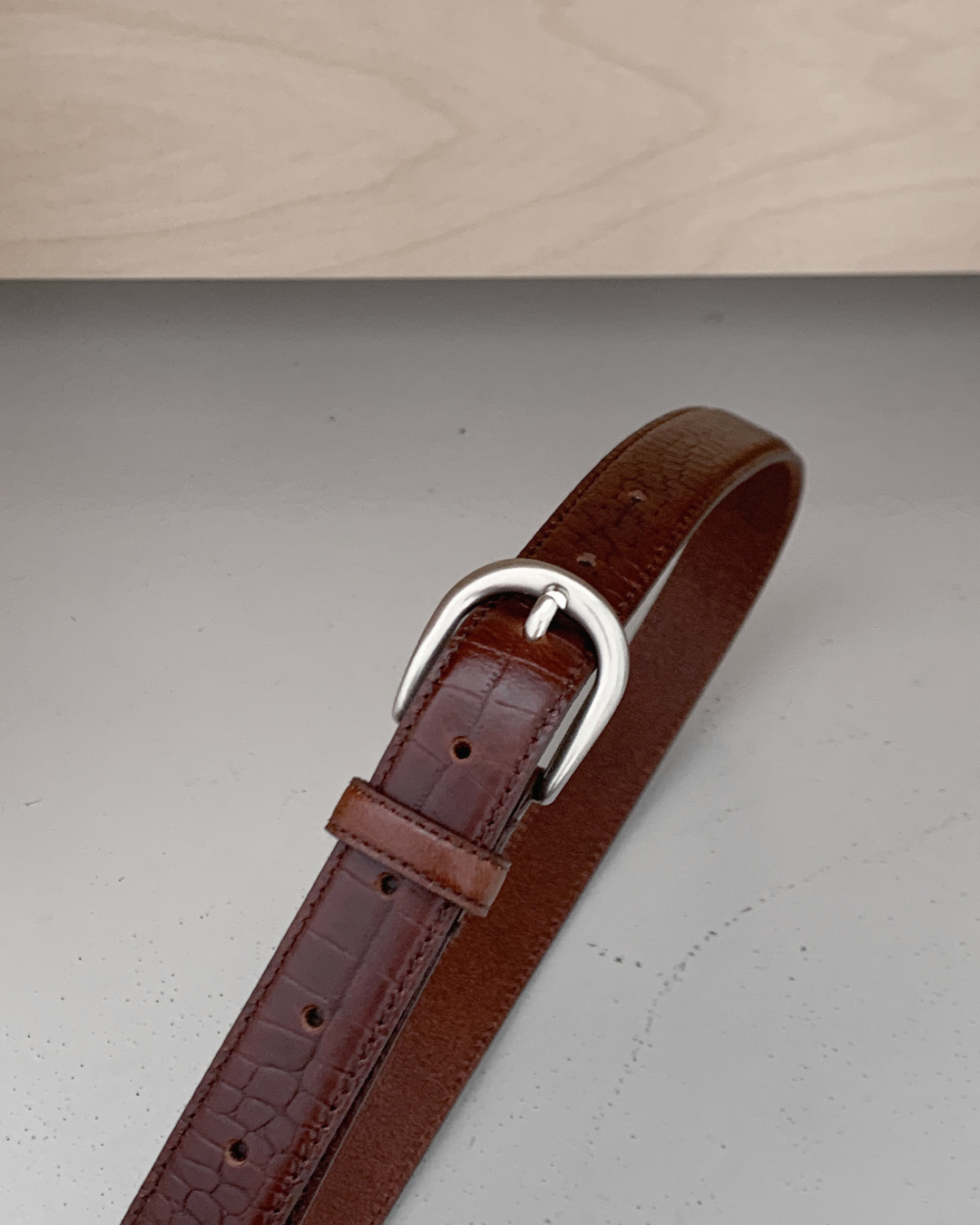 2.5cm Croc-effect Cowhide Belt