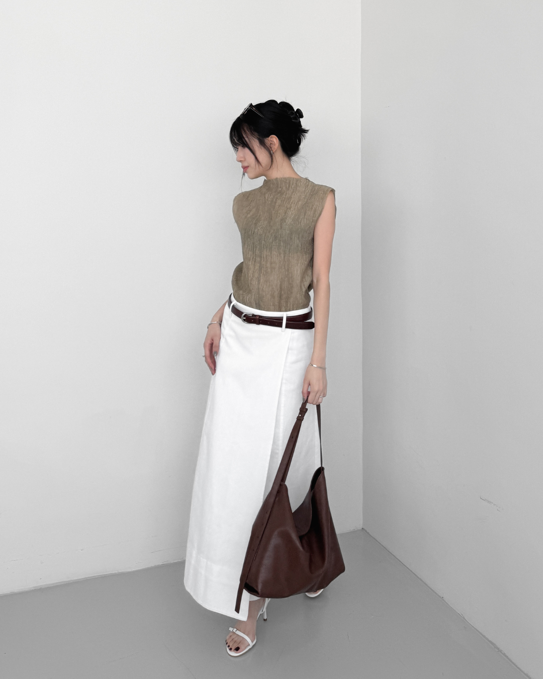 2.5cm Croc-effect Cowhide Belt