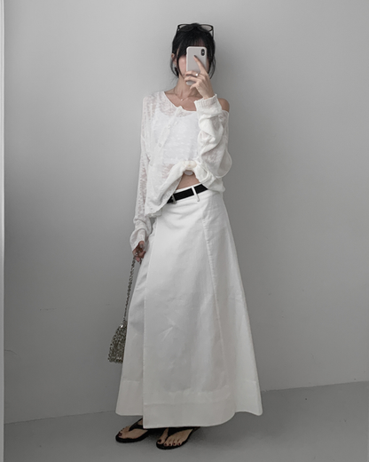 A-line Slit Denim Skirt