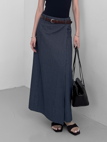 A-line Slit Denim Skirt