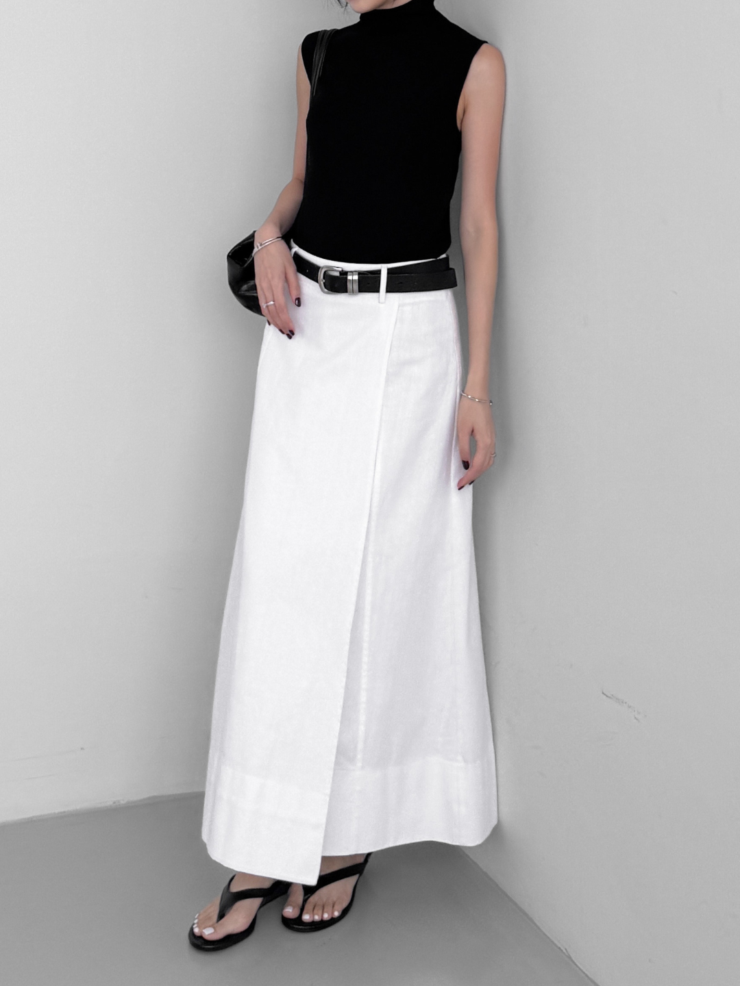 A-line Slit Denim Skirt