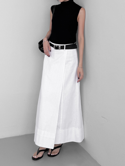 A-line Slit Denim Skirt