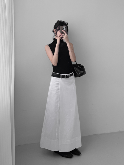 A-line Slit Denim Skirt