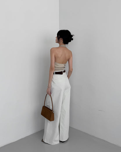 【2 Lengths】Cotton Wide Leg Trousers