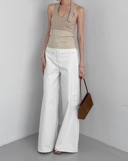 Buckle Patchwork Halter Top
