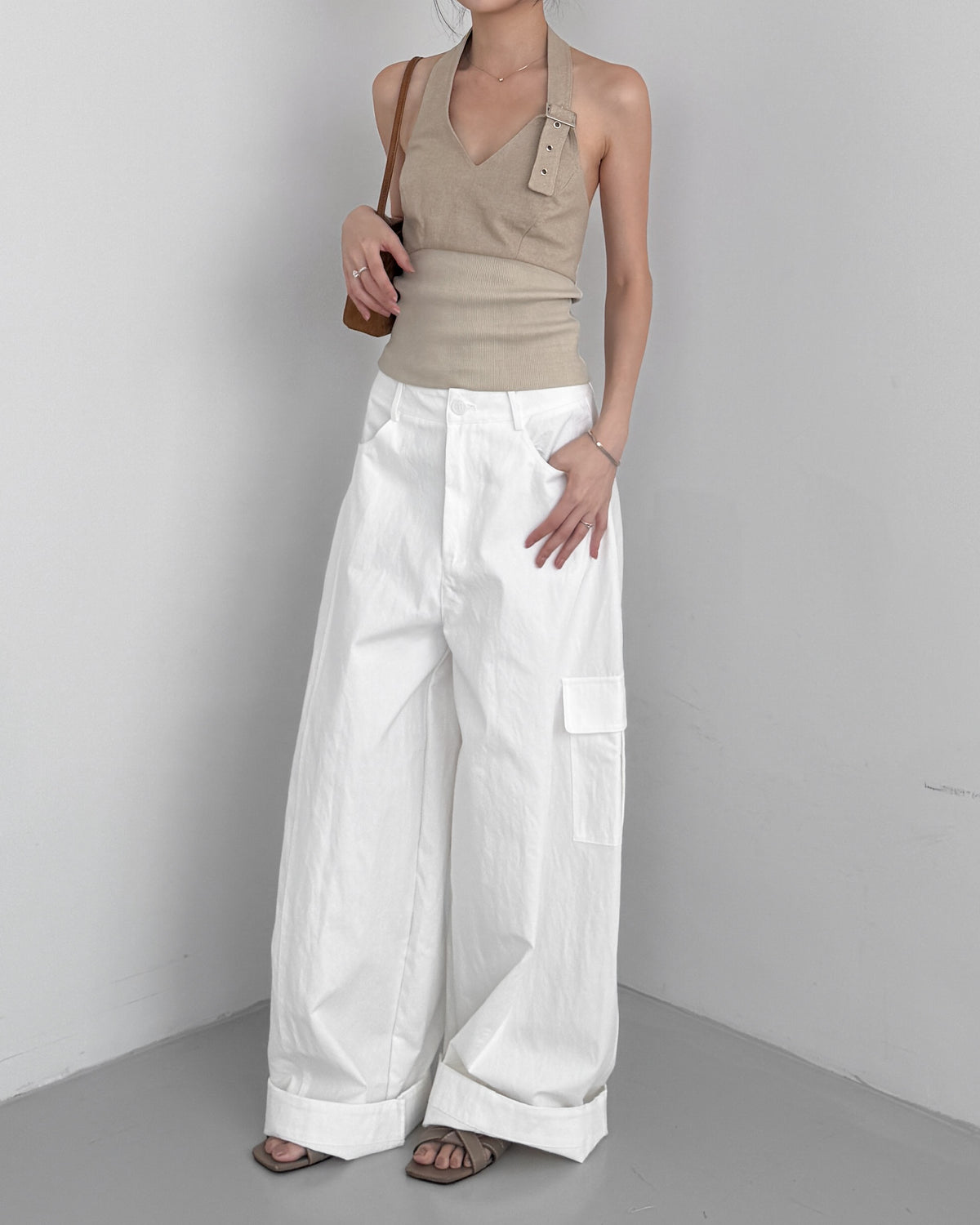 Buckle Patchwork Halter Top