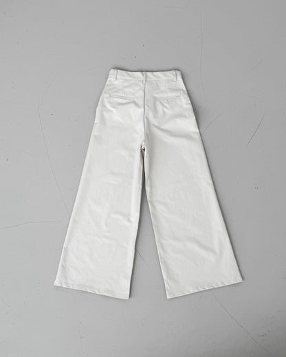 【2 Lengths】Cotton Wide Leg Trousers