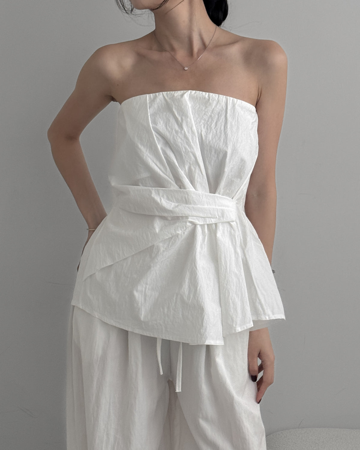Cinched Waist Flare Tube Top