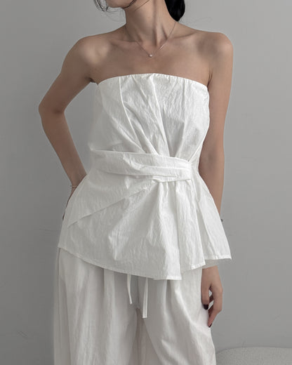 Cinched Waist Flare Tube Top