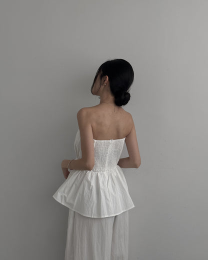 Cinched Waist Flare Tube Top