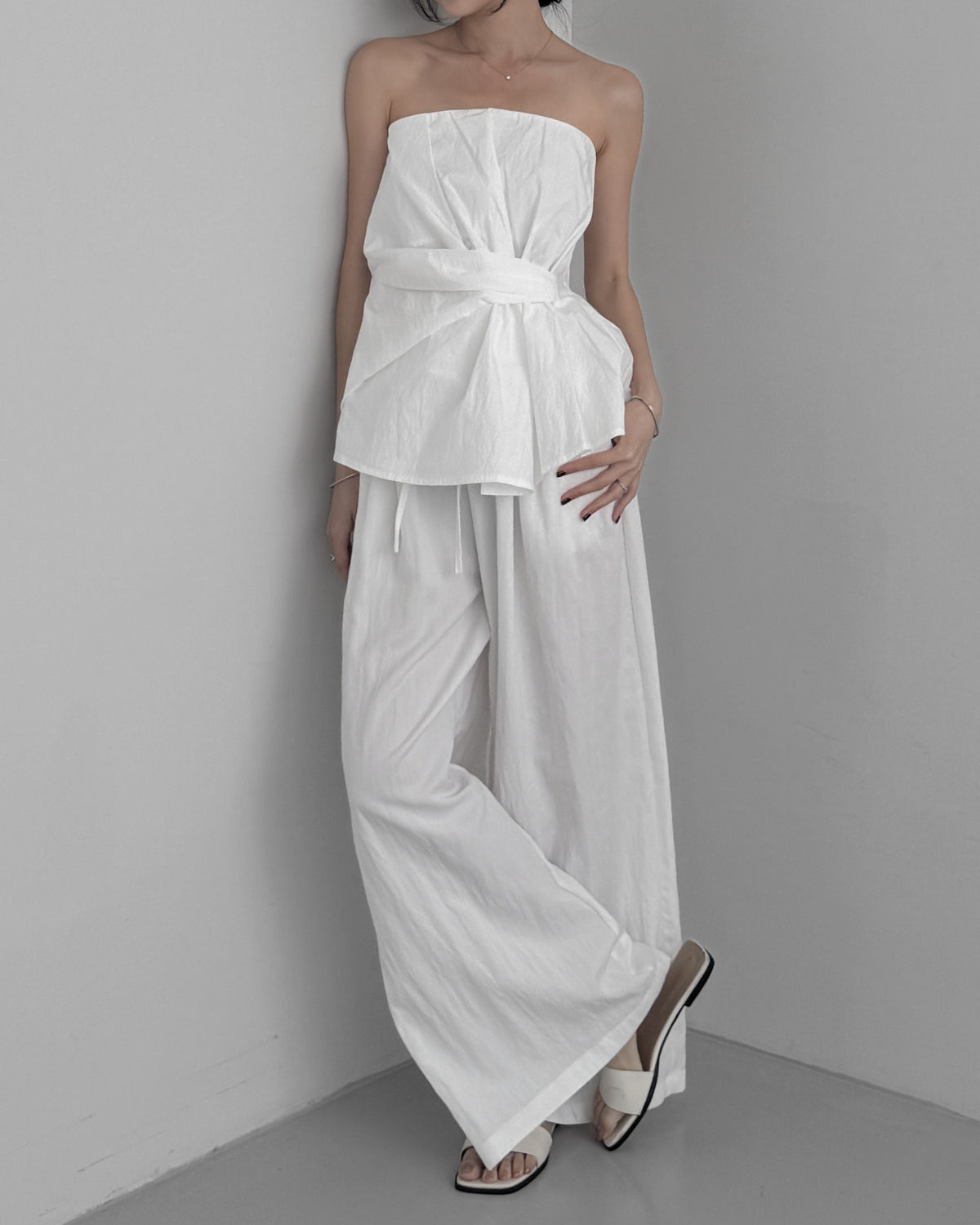 Cinched Waist Flare Tube Top