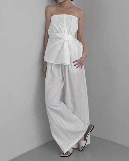 Cinched Waist Flare Tube Top