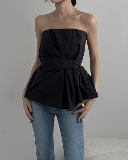 Cinched Waist Flare Tube Top