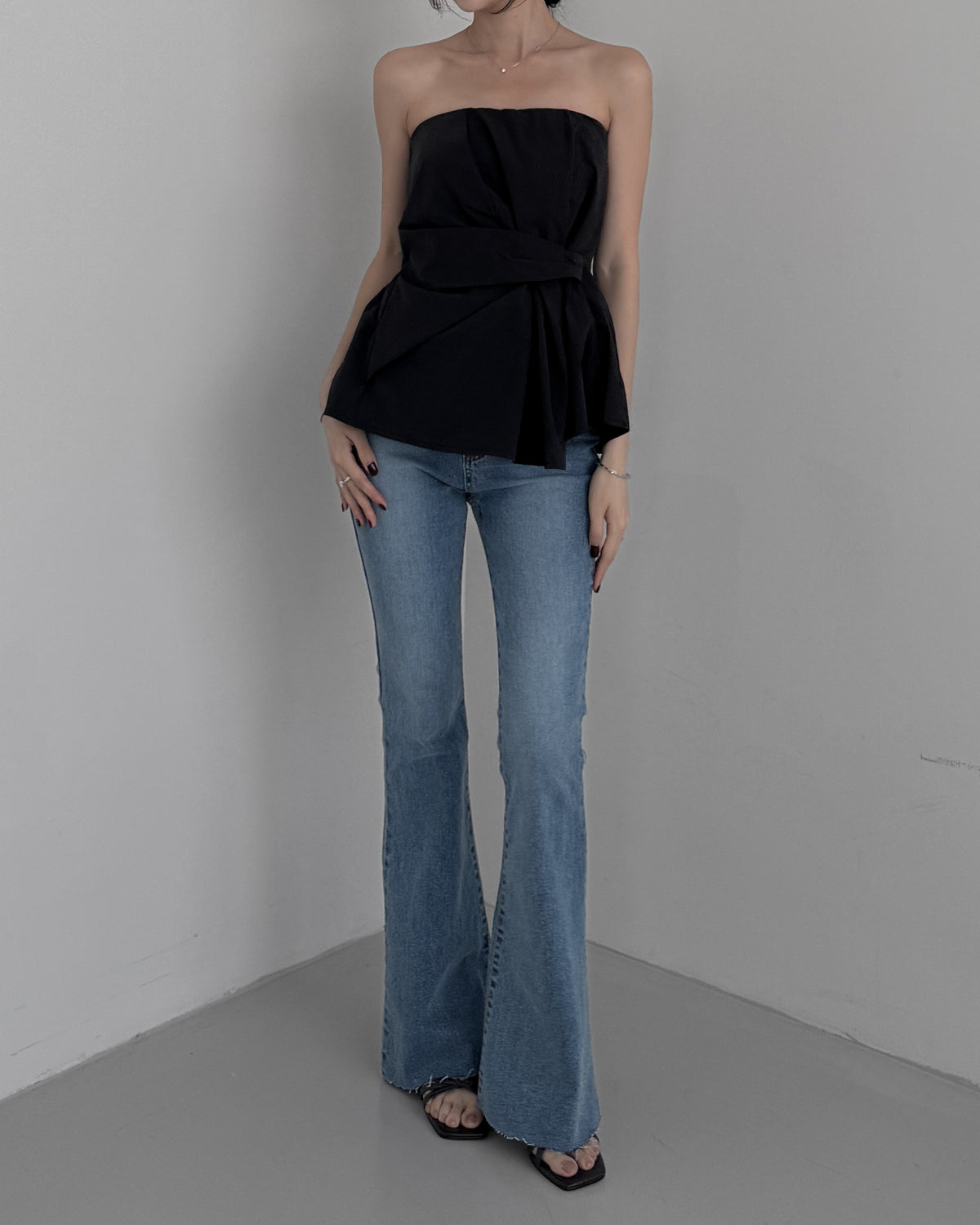 Cinched Waist Flare Tube Top