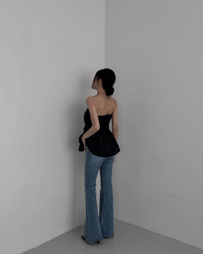 Cinched Waist Flare Tube Top