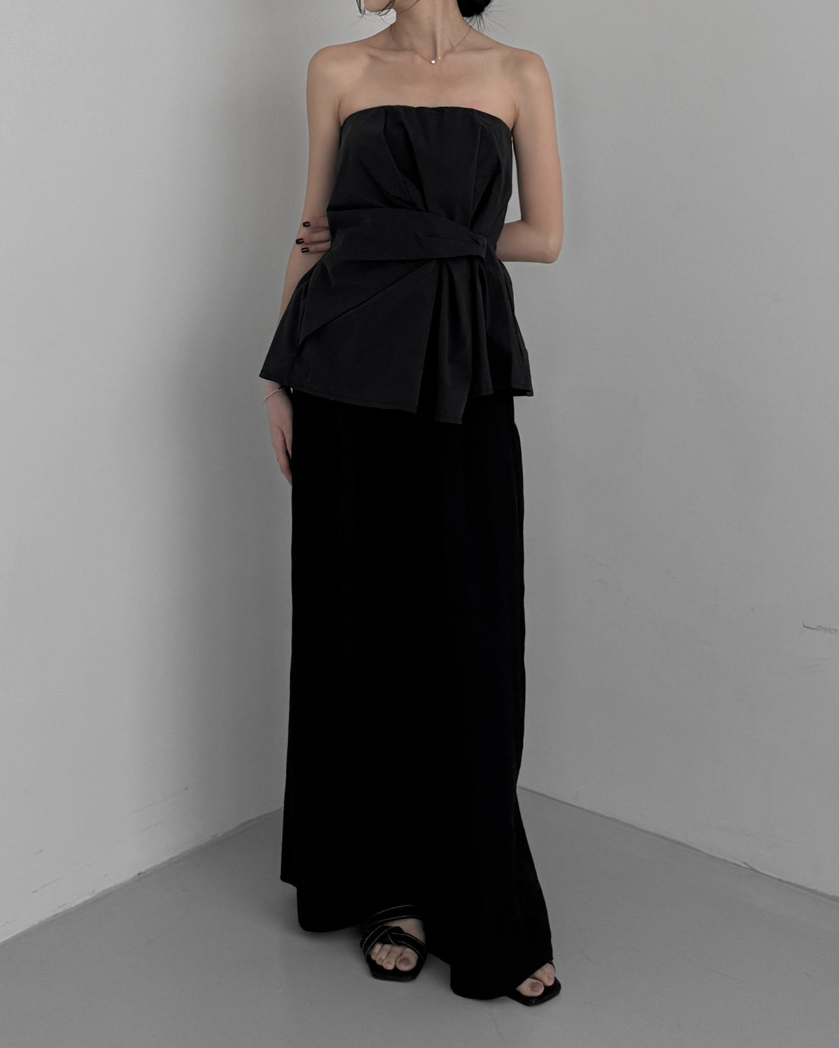 Cinched Waist Flare Tube Top