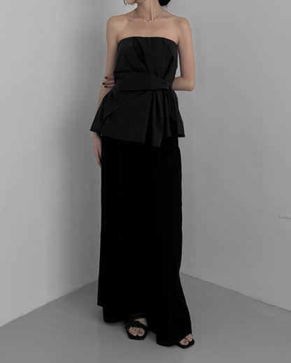 Cinched Waist Flare Tube Top