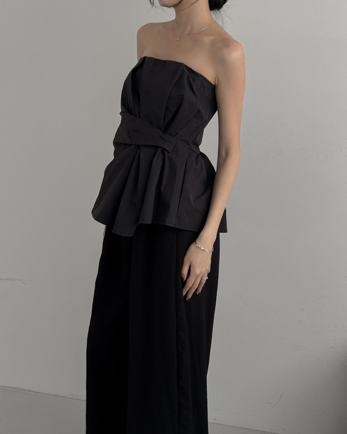 Cinched Waist Flare Tube Top
