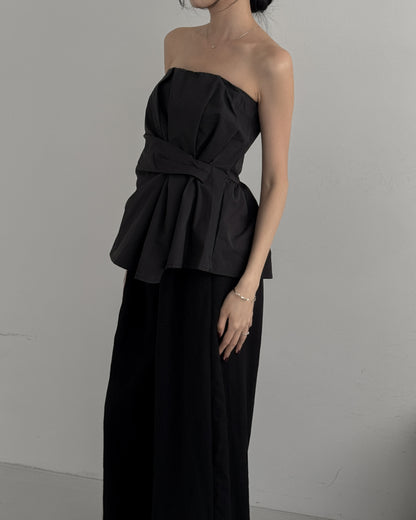 Cinched Waist Flare Tube Top