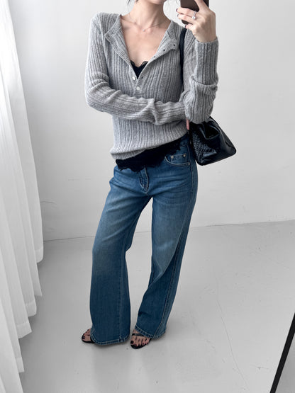 Sheer Henley Knit Top