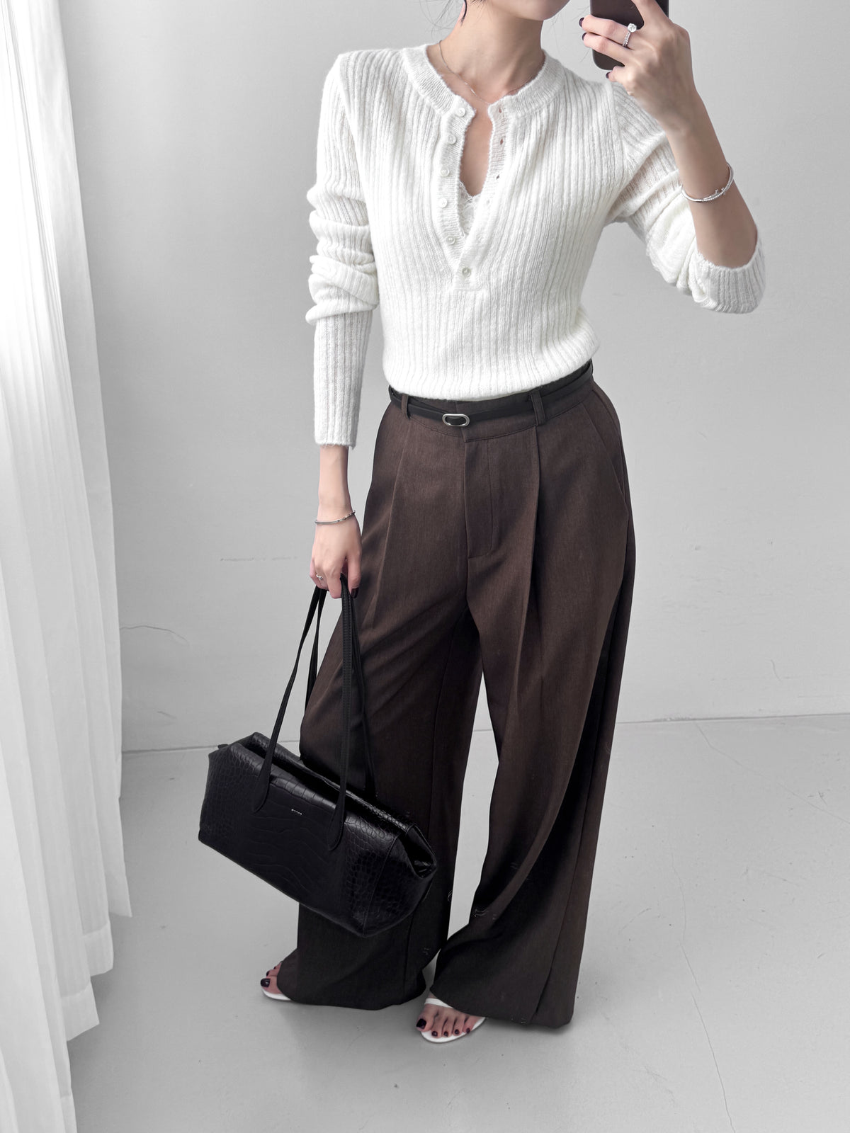 Sheer Henley Knit Top