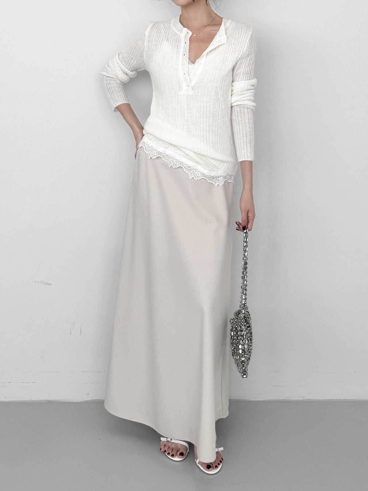 Sheer Henley Knit Top