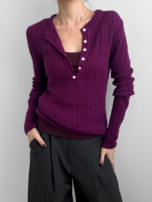 Sheer Henley Knit Top
