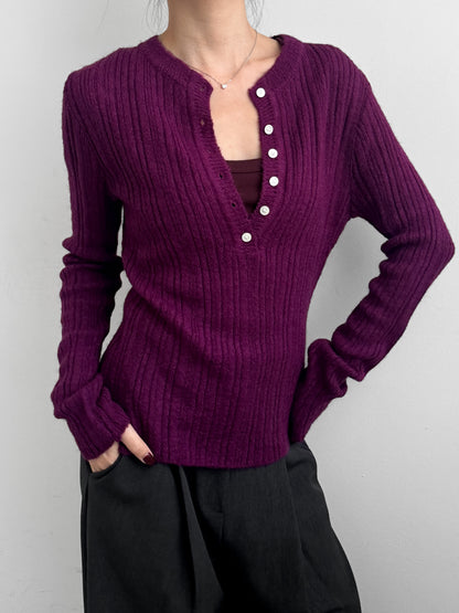 Sheer Henley Knit Top