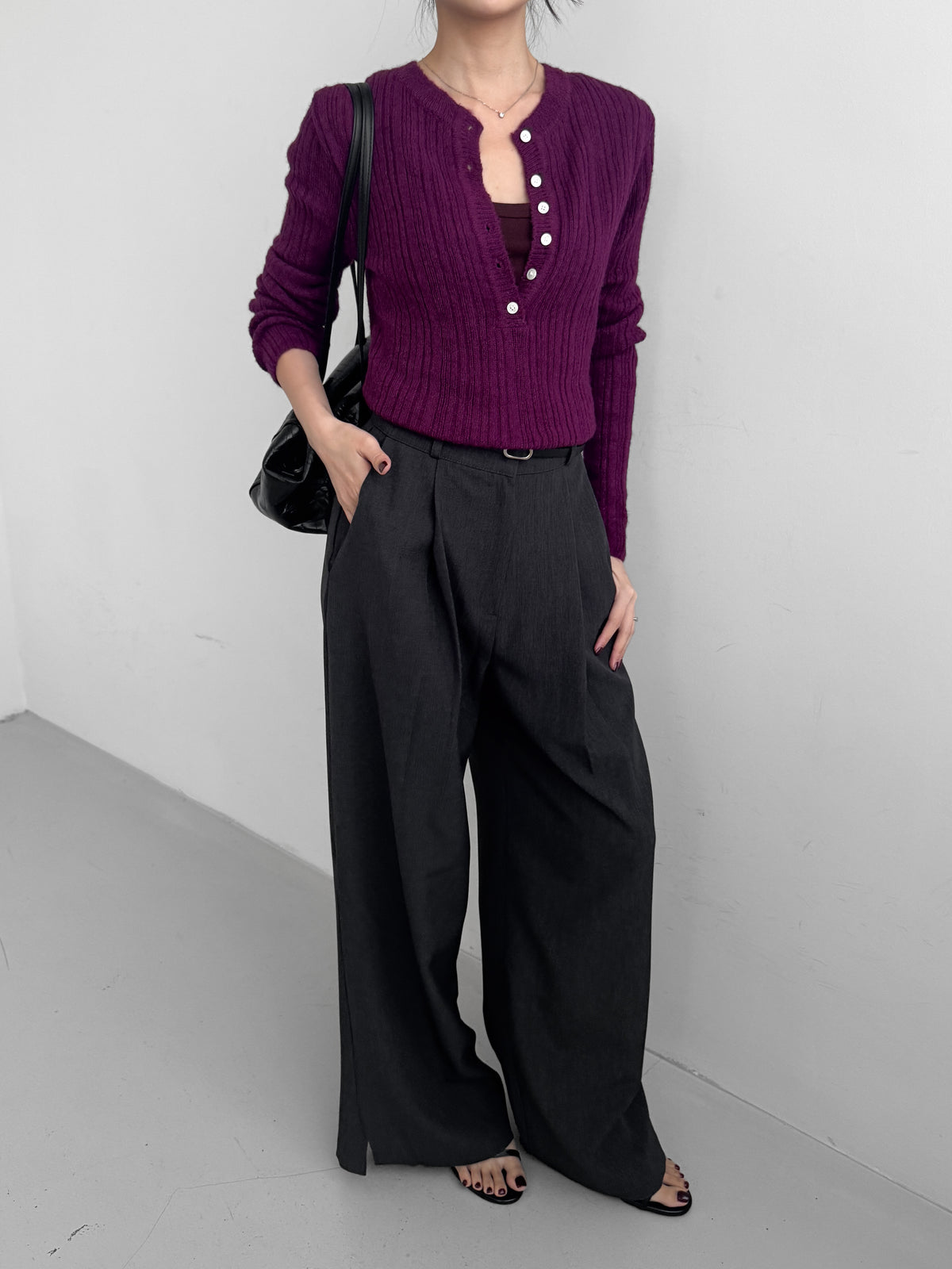Sheer Henley Knit Top