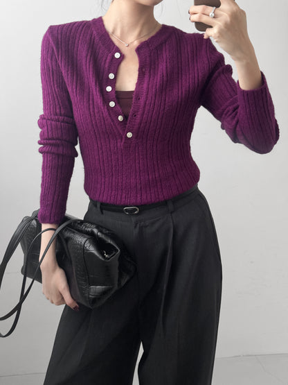 Sheer Henley Knit Top