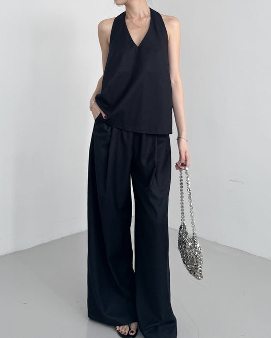 Pinstripe Wide Leg Trousers