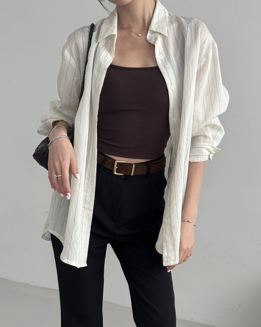 Sheer Rayon Pinstripe Shirt
