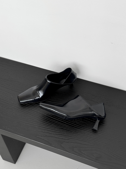 Two-way Squared Toe Heeled Mules