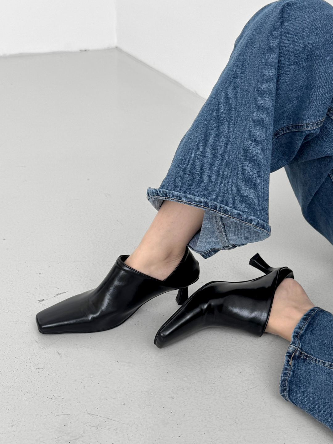 Two-way Squared Toe Heeled Mules